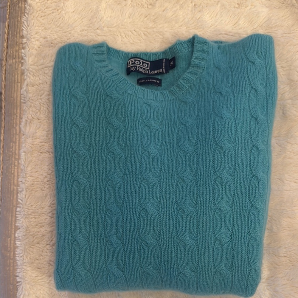 Polo by Ralph Lauren Men's Teal Cable-Knit Sweater